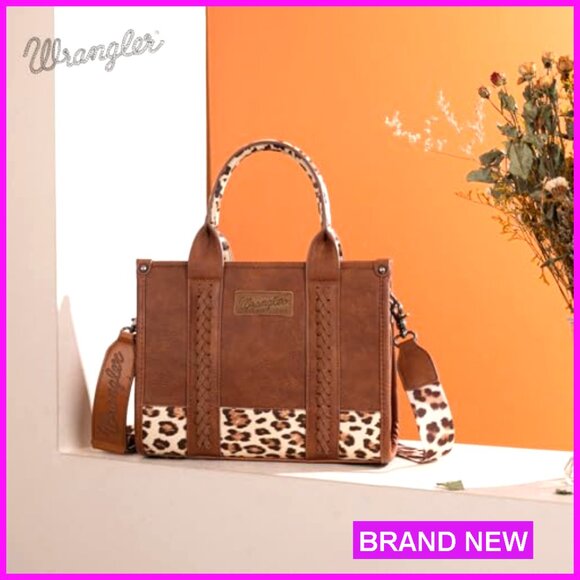 Western Tote Bag with Detachable Strap, Vegan Leather, 11x9 Inches